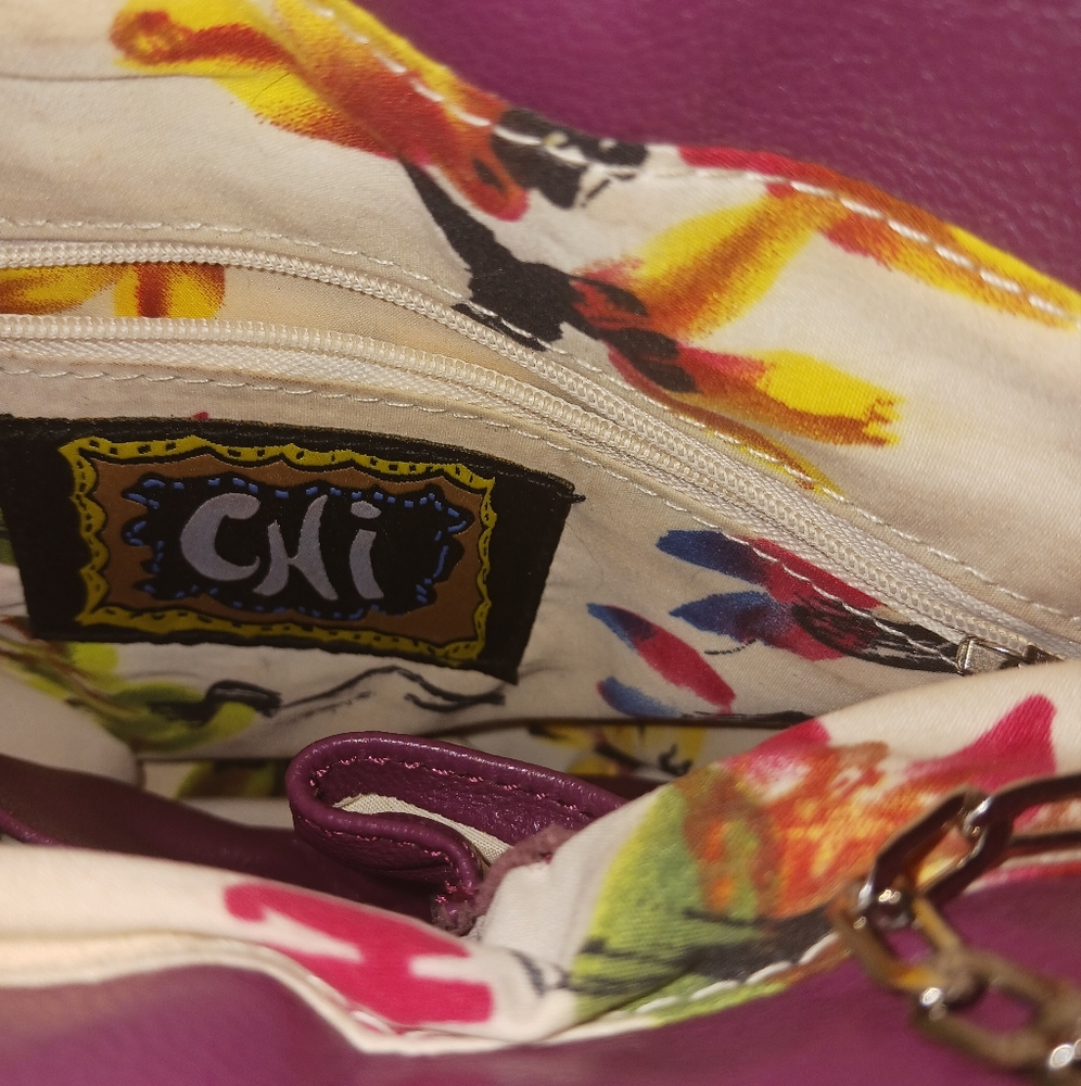 Vintage '90s style faux leather purple purse - Picture 2 of 7